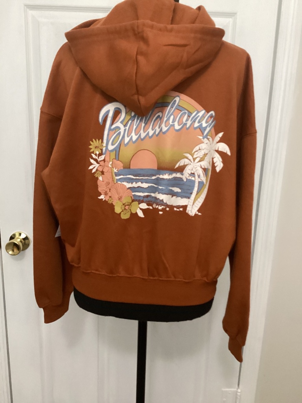 Billabong Women’s Lazy Daze Cropped Hoodie Burnt Orange Rust Small  NWT Surf - Picture 5 of 13